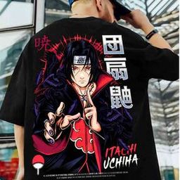 Men Itachi-Uchiha Print Oversized Fit Crew-Neck T-Shirt-image-7