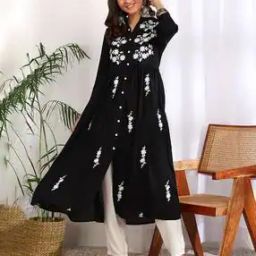 Women Embroidered Flared Kurta-image-36