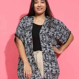 Women Printed Relaxed Fit Shrug with Short Sleeves-41