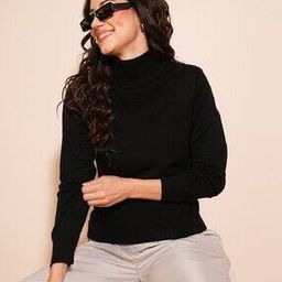 Women Turtle-Neck Pullover with Ribbed-Hem-image-82