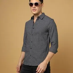 spykar Men Checked Slim Fit Shirt with Spread Collar-picture-22