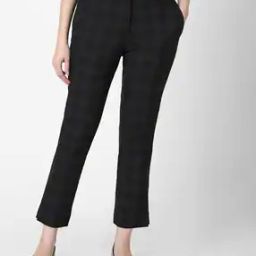Women Checked Slim Fit Pleat-Front Trousers-image-70