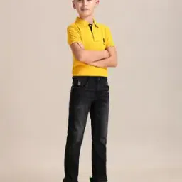 Boys Lightly Washed Slim Fit Cotton Jeans-image-92