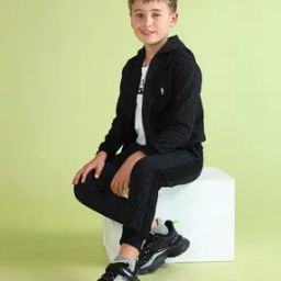 Boys Printed Regular Fit Zip-Front Hoodie-47