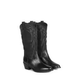Round Shape Mid-Calf Length Heeled Cowboy Boots-image-51