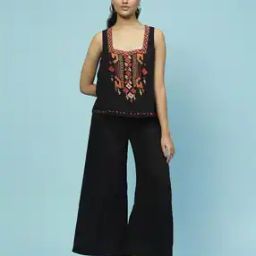 Embroidered Top with Pants Co-Ord Set-image-37
