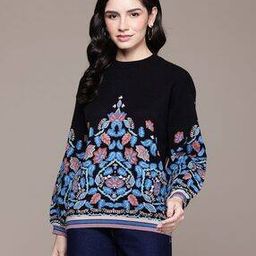Women Susan Floral Print Relaxed Fit Crew-Neck Sweater-image-37