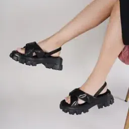 Criss-Cross Strap Chunky Heeled Sandals-image-34