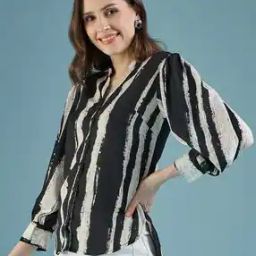  Women Regular Fit Stripes Classic Shirt-image-45