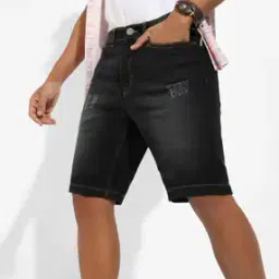 Single-Pleated Denim Shorts with Insert-Pockets-picture-14