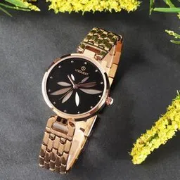 Black Dial Analogue Fashion Watch with Steel Strap for Women-image-97