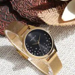 Black Dial Analogue Fashion Watch with Mesh Strap For Women-5