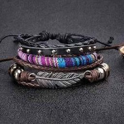 Men Pack of 4 Leather Bracelets-image-7