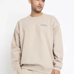 Men Crew-Neck Sweatshirt with Ribbed Hem-image-0