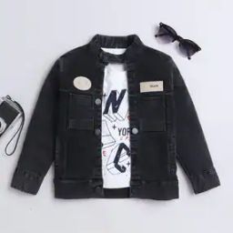 Boys Typographic Collar Neck Jacket-image-17