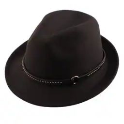Men Belated Fedora Hat with Upturned Brim-44