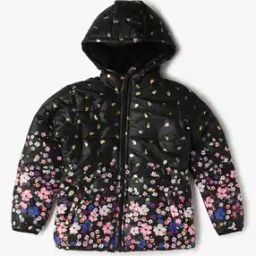 Girls Floral Print Regular Fit Zip-Front Hooded Jacket-picture-18