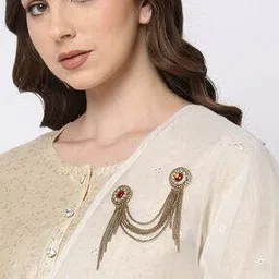 matchitt Gold-Plated Stone-Studded Layered Brooch-picture-19