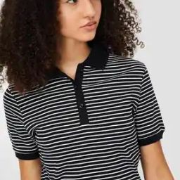 Women Slim Fit Athleisure Polo T-shirt -image-0