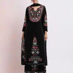 Georgette Embroidered Work Kurta With Palazzos Dupatta-picture-5