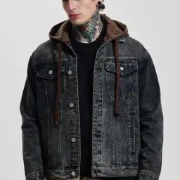 Men Washed Relaxed Fit Hooded Denim Jacket-picture-39