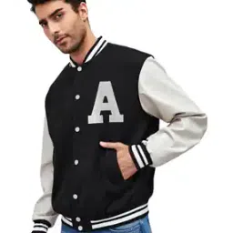 Typographic Applique Jacket with Contrast Taping-image-33