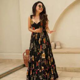 Women Floral Printed Gown Dress       -image-8
