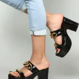 feet runner Women Croc-Embossed Chunky Heeled Sandals-picture-48