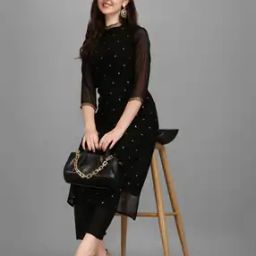 Women Round-Neck Straight Kurta Set-image-54
