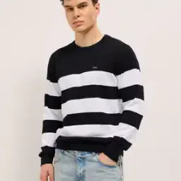 the bear house Men Stripes Slim Fit Crew- Neck T-shirt-picture-15