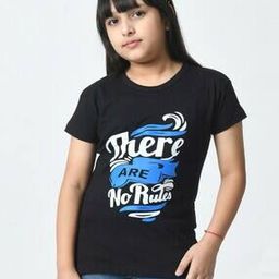 Girls Typographic Print Regular Fit Crew-Neck T-Shirt-image-53
