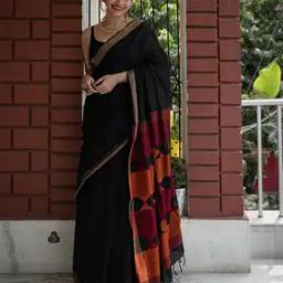 Women Woven Saree with Zari Border-image-36