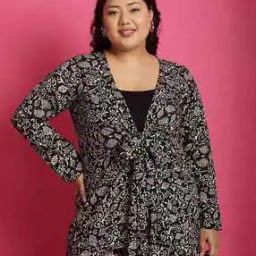 Women Regular Fit Floral Print Shrug with Tie-up Front-18