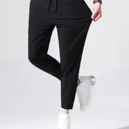 Straight Track Pants with Elasticated Drawstring Waist-image-57