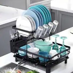 Iron Kitchen Rack with Utensils Basket Drainer-23