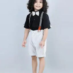 Striped Suit Set with Suspender-image-83