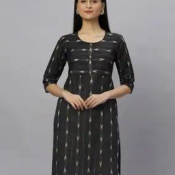 Women Jacquard Cotton Straight Kurta-image-2