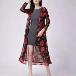 Floral Print Front-Open Shrug-40