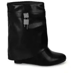 Women Ankle-Length Boots with Padlock Detail-18