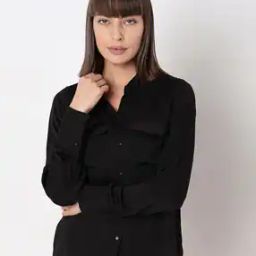 Spread-Collar Shirt with Flap Pockets-image-87