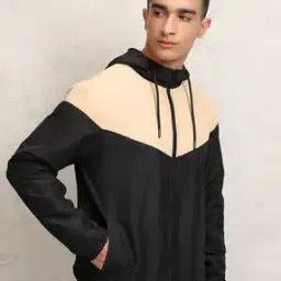 Men Colourblock Regular Fit Bomber Jacket with Hoodie-image-42