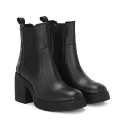 Heeled Mid-Calf Boots with Faux Leather Upper-picture-11