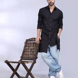 Button-Down Shirt Kurta with Asymmetric Hem-39