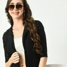 Women Embroidered Shrug with Bracelet Sleeves-39