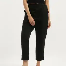 Women Straight Fit Flat-Front Trousers with Insert Pockets-picture-11