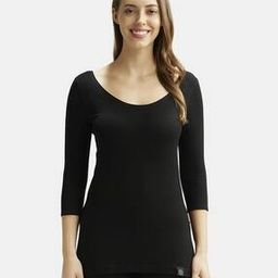 2511 Soft Touch Microfiber Elastane Stretch Three Quarter Sleeve Thermal Top with Stay Warm Technology-image-24
