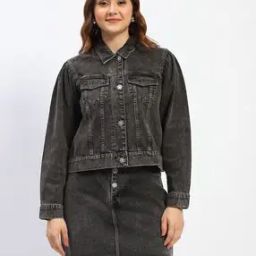 Women Washed Relaxed Fit Denim Jacket-picture-17