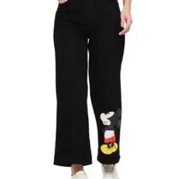 Women Flared Jeans with Mickey-Mouse Print-image-2