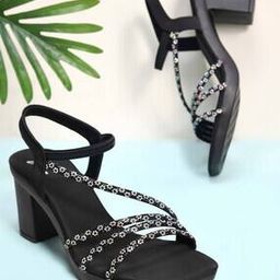 Women Embellished High Chunky Heeled Sandals-image-2