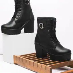 Ankle-Length Boots with Lace upper-image-61